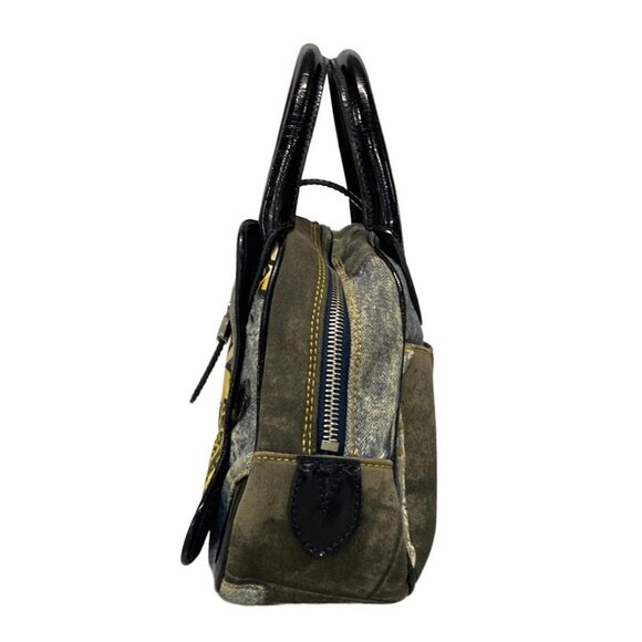 Auth DIOR/ChristianDior Double Saddle Bag Blue Dark Navy Multi Canvas Handbag - Picture 5 of 16